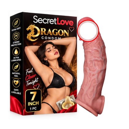 Dragon Silicone Condom | 7 Inch Textured Adult Product | Single Piece Pack | Dragon Design | Intimate Wellness Accessory | Adult Personal Care