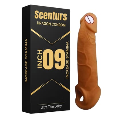 Scenturs 9 Inch Dragon Condom Reusable Chocolate Flavour, Intense Sensation Realistic Skin Feel & Safe Protection Comfortable pack of 1 pcs Scenturs 9 Inch Dragon Condom Reusable Chocolate Flavour, Intense Sensation Realistic Skin Feel & Safe Protection Comfortable pack of 1 pcs