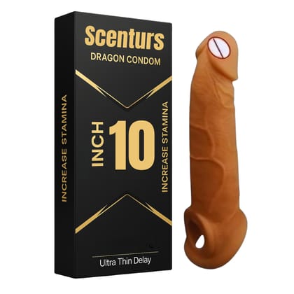 Scenturs 10 Inch Dragon Condom Reusable Chocolate Flavour, Intense Sensation Realistic Skin Feel & Safe Protection Comfortable pack of 1 pcs Scenturs 10 Inch Dragon Condom Reusable Chocolate Flavour, Intense Sensation Realistic Skin Feel & Safe Protection Comfortable pack of 1 pcs