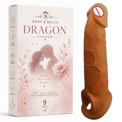 SCENTURS Premiun 09 Inch Dragon Condom Reusable Chocolate Flavour, Intense Sensation Realistic Skin Feel & Safe Protection Comfortable Pack of 1 Pcs